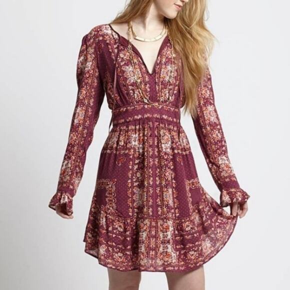 Free People Bridgette Small Long Sleeve Boho Dress - Picture 2 of 11